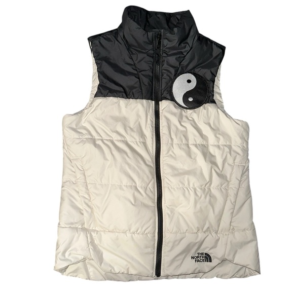 The North Face black & white puffer vest with yin yang patch. Women’s small - Picture 1 of 7